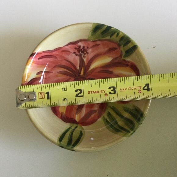 Tabletop Lifestyles Tropical Hibiscus Hand Painted Dip Bowls - Picture 9 of 12